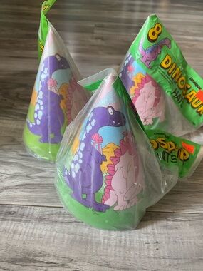 Set Of 3 Unopened Dinosaur Party Hats 24 Total Vintage 1987 90s 80s Retro